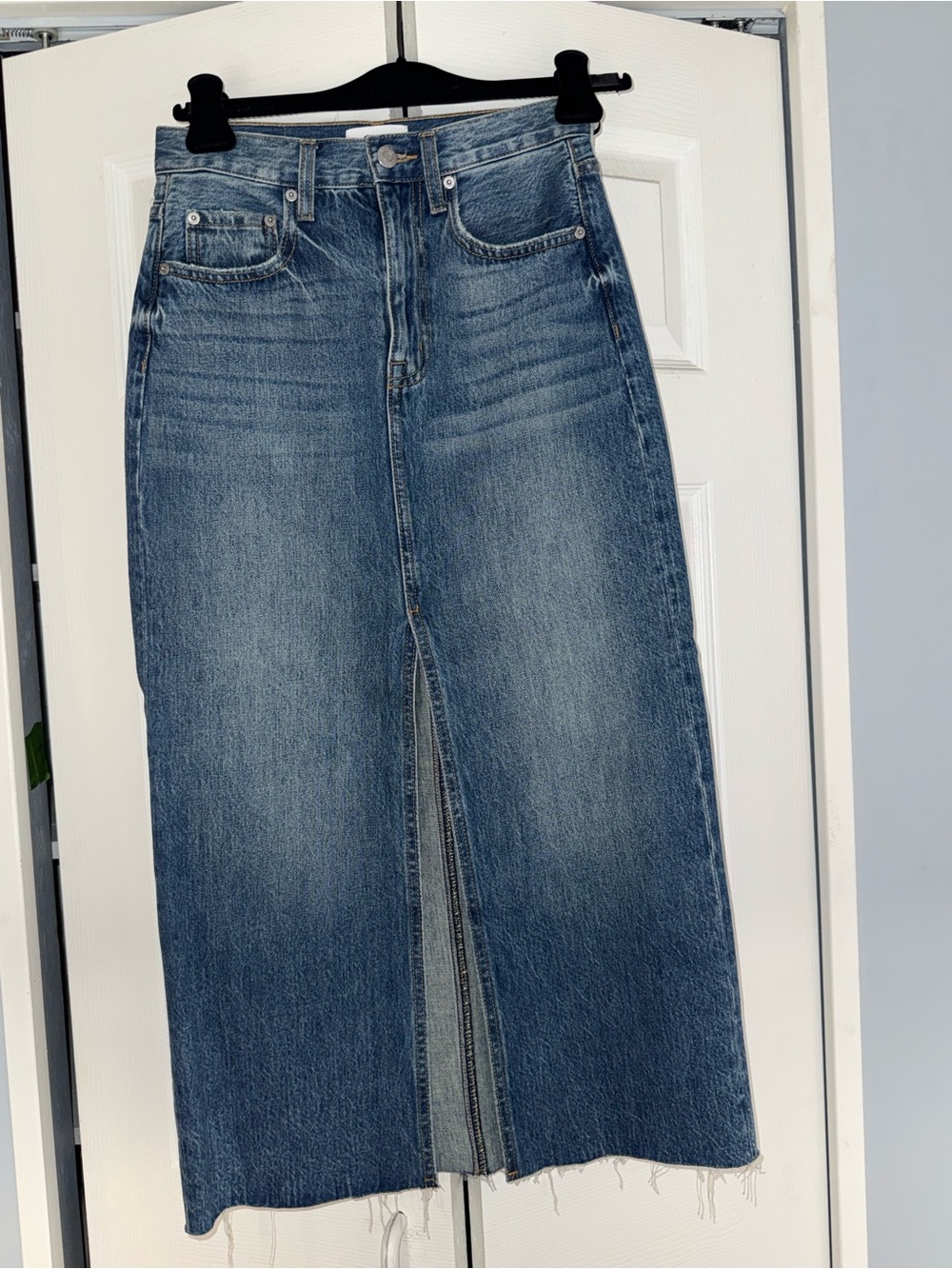 NWOT Pistola Denim Alice High-Slit Light Blue Denim Midi Skirt